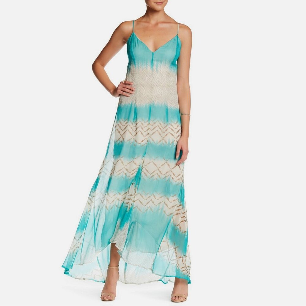 NWOT Charlie Jade Silk Hi Low Maxi Dress